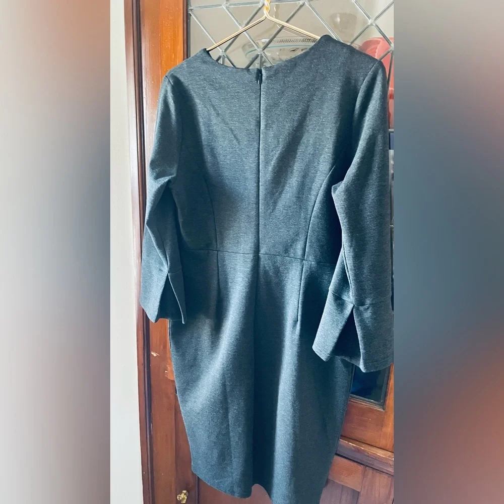 Marycrafts Gray bell-sleeve knee length sheath dress SZ 14 - Picture 2 of 7